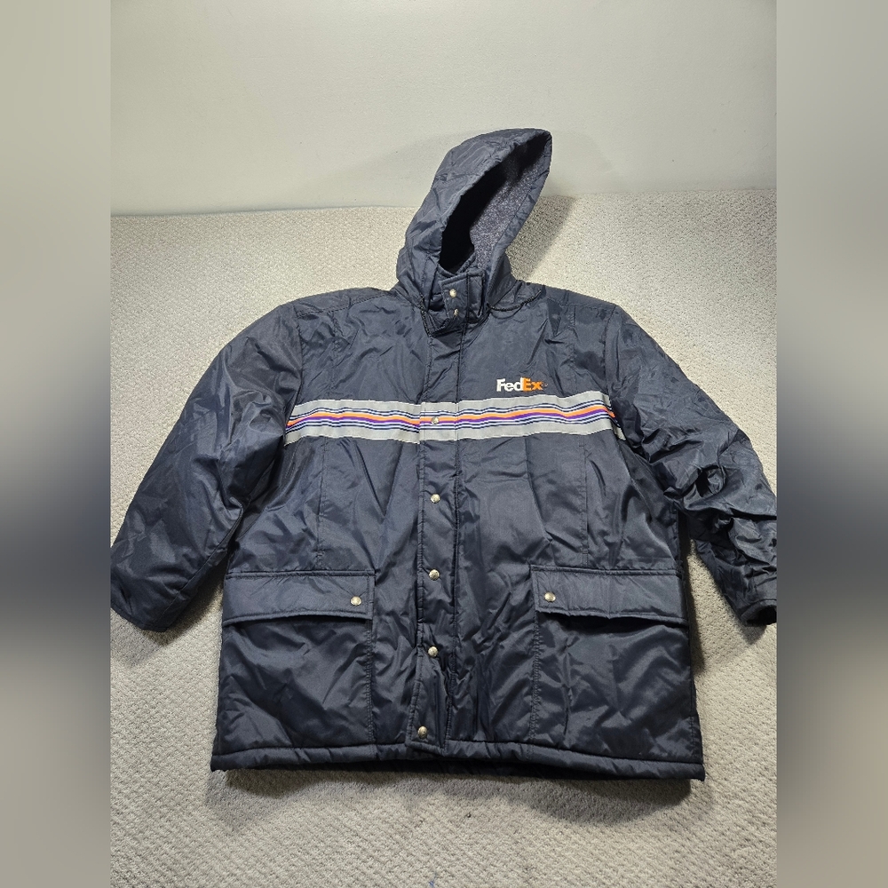 FedEx Heavy Winter Parka Jacket Mens Size XXL Stan Herman Reflective Vintage Wor